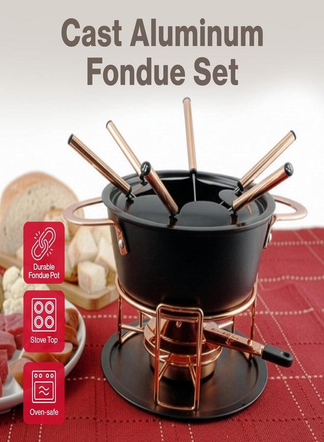 Swissmar Realp 11-Piece Cast Aluminum Fondue Set - Ideal for Melting Cheese & Chocolate Fondue, Oil & Broth Cooking - Perfect for Kitchen Collection & Wedding Gifts - 1.5 Liter / 1.58 Quarts - Image 2